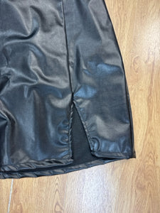 Size XL Floerns Black Leather Solid Skirt