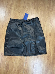 Size XL Floerns Black Leather Solid Skirt