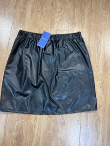 Size XL Floerns Black Leather Solid Skirt